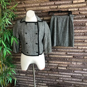 Rosecrest Vintage 50s Black Tweed Union Made Skirt Suit